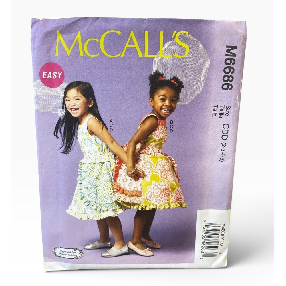 McCall's M6686 Girls Dresses Child Size CDD (2-3-4-5) Ruffled Easy Uncut FF